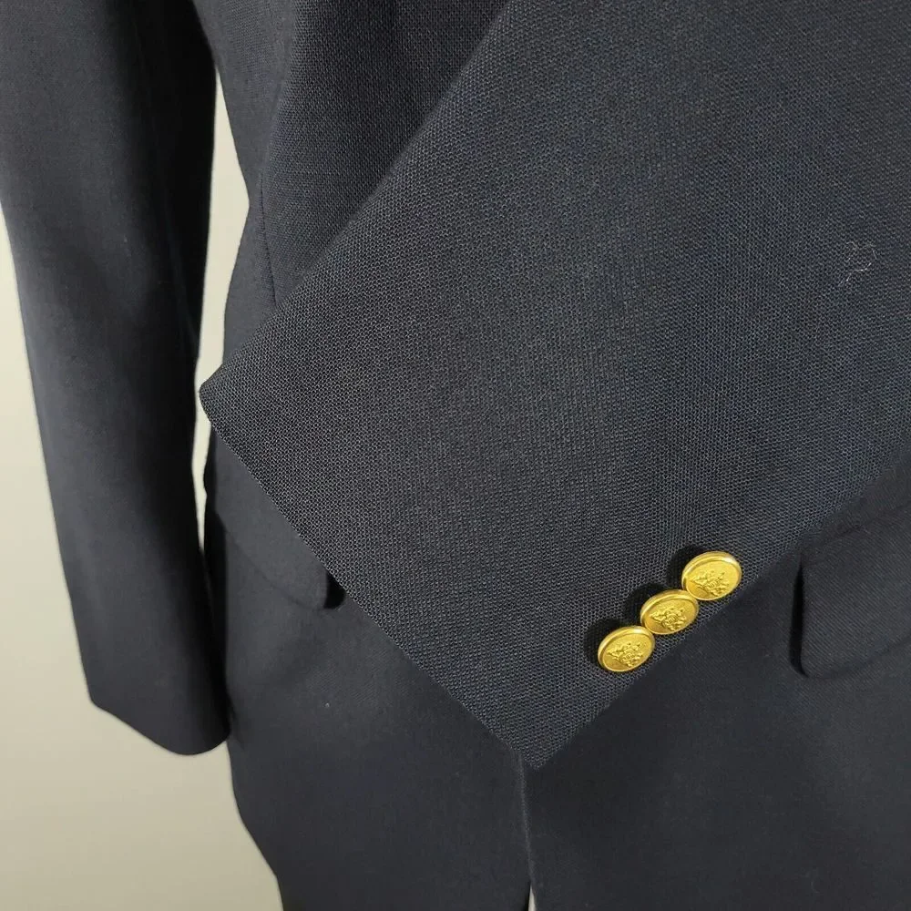 Stafford Men's‎ Sport Coat Blazer Two Button Deep Navy Polyester Wool Size 38R